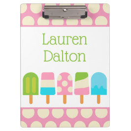 Polka Dot Popsicles Personalisierte Zwischenablage Klemmbrett