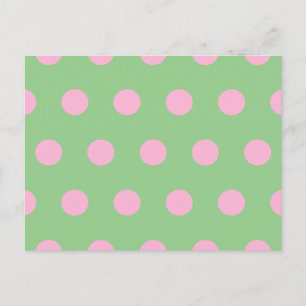 Polka Dot Postcard (Seite Grün und Pastellrosa) Feiertagspostkarte
