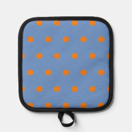 Polka Dot Pot Holder (Denim Blue & Orange) Topflappen