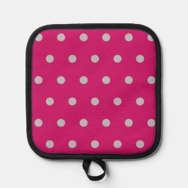 Polka Dot Pot Holder (Hot Pink & Gray) Topflappen