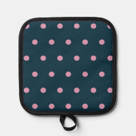 Polka Dot Pot Holder (Midnight Blue & Soft Pink) Topflappen