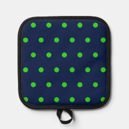 Polka Dot Pot Holder (Navy Blue & Lime Green) Topflappen