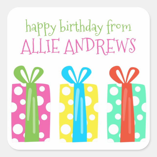Polka Dot präsentiert Geburtstagsgeschenke Sticker (Vorderseite)