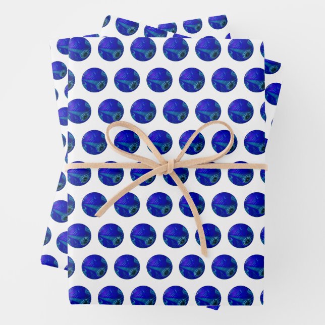 Polka Dot Precision: Der Blue Ray Bowl Geschenkpapier Set (Beispiel)