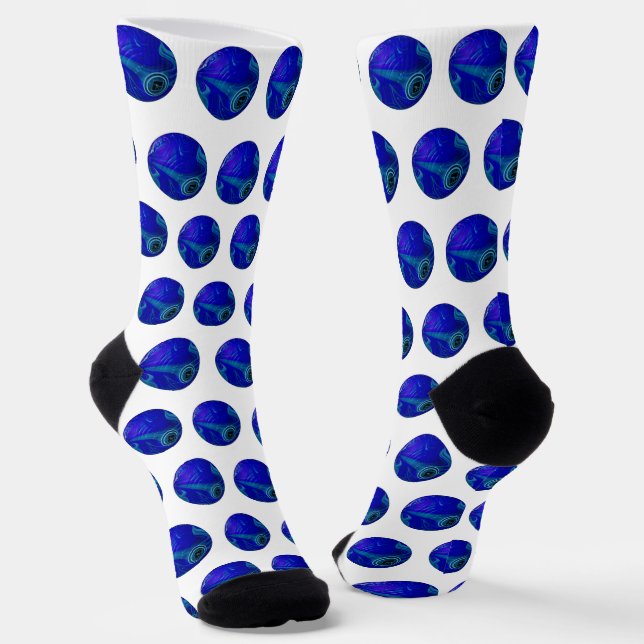 Polka Dot Precision: Der Blue Ray Bowl Socken (Gewinkelt)