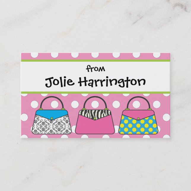 Polka Dot Purse Handbag Gift Card Calling Card Telefonnummerkarte (Vorderseite)
