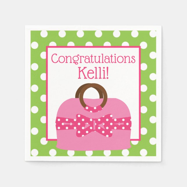 Polka Dot Purse Personalisiertes Party Napkins Serviette (Vorderseite)