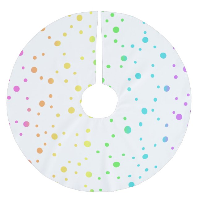 Polka Dot Rainbow Christmas Tree Skirt Polyester Weihnachtsbaumdecke (Vorderseite)