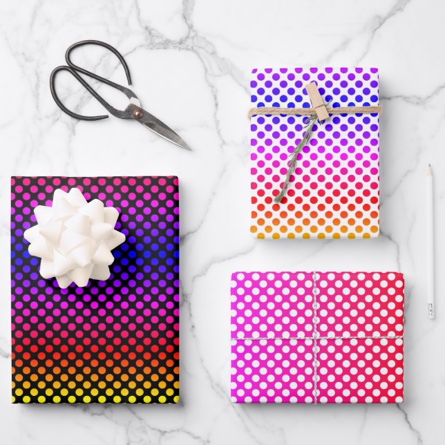 Polka Dot Rainbow Wrapping Paper Sheets Geschenkpapier Set (Vorderseite)