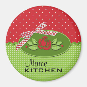 Polka Dot Rose Magnet, Rot Magnet