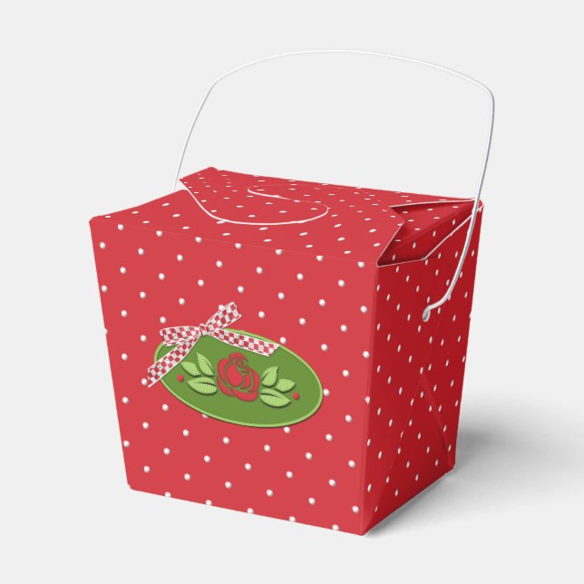 Polka Dot Rose-Take-Out-Gastgeschenk Geschenkschachtel (Vorderseite)
