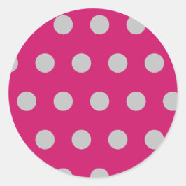 Polka Dot Round Stickers (Hot Pink & Gray)
