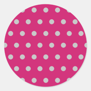 Polka Dot Round Stickers (Hot Pink & Gray)