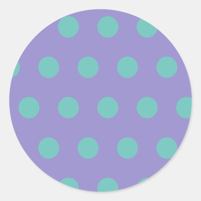 Polka Dot Round Stickers (Lavender & Aqua) (Vorderseite)