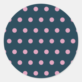 Polka Dot Round Stickers Midnight Blue & Soft Pink