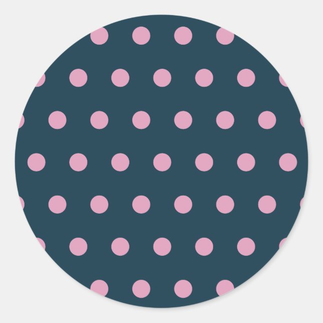 Polka Dot Round Stickers Midnight Blue & Soft Pink (Vorderseite)