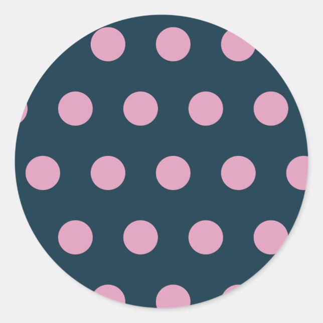 Polka Dot Round Stickers (Mitternacht blau & rosa) (Vorderseite)