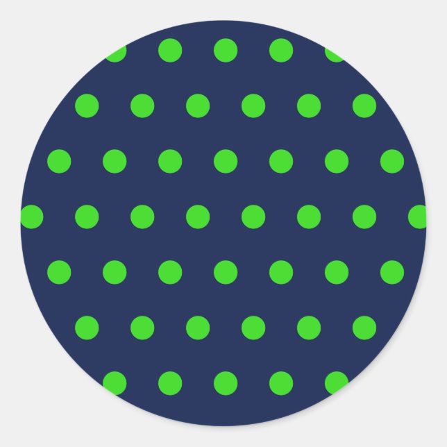 Polka Dot Round Stickers (Navy Blue & Lime Green) (Vorderseite)