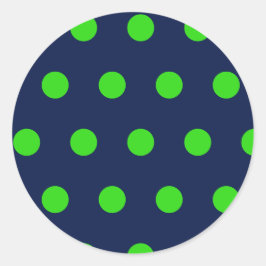 Polka Dot Round Stickers (Navy Blue & Lime Green)