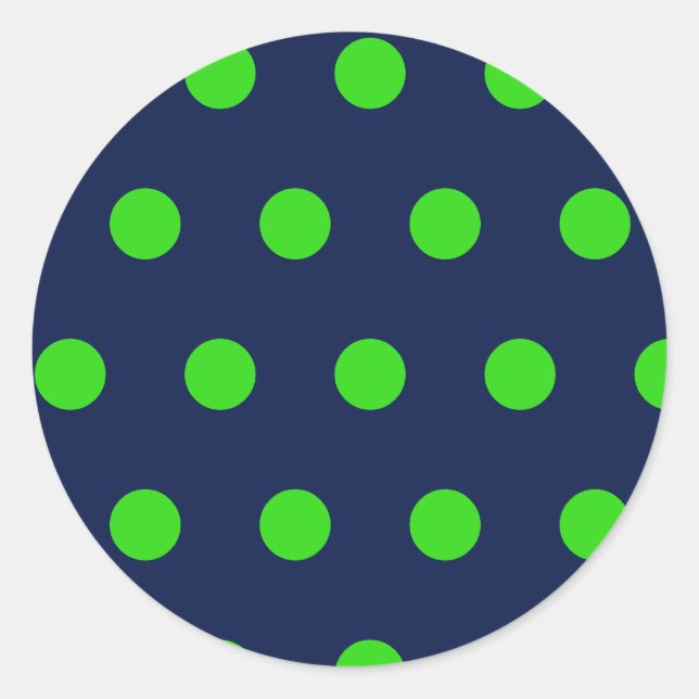 Polka Dot Round Stickers (Navy Blue & Lime Green) (Vorderseite)