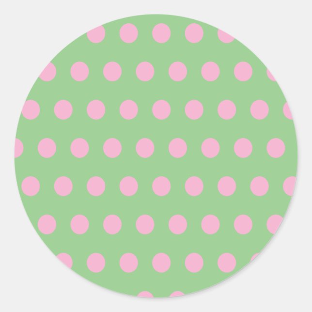 Polka Dot Round Stickers (Sage Green & Pastel Pink (Vorderseite)