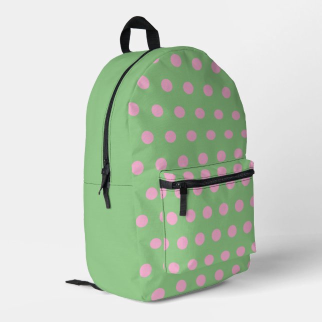 Polka Dot Rucksack (Sage Green & Pastel Pink) (Rückseitige Ecke links)