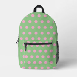 Polka Dot Rucksack (Sage Green & Pastel Pink)