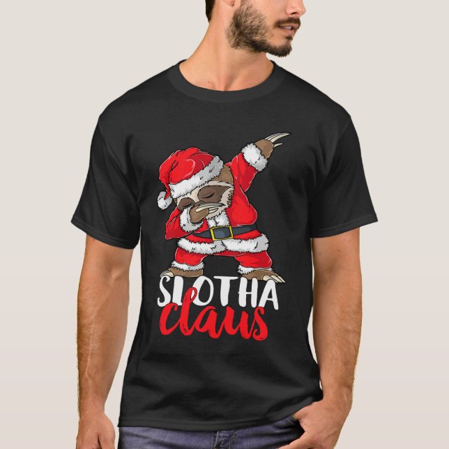 Polka Dot Santa Sloth Funny Slothmas Christmas Chi T-Shirt (Vorderseite)