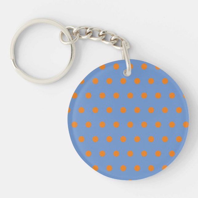 Polka Dot Schlüsselanhänger (Denim Blue & Orange) (Vorderseite)
