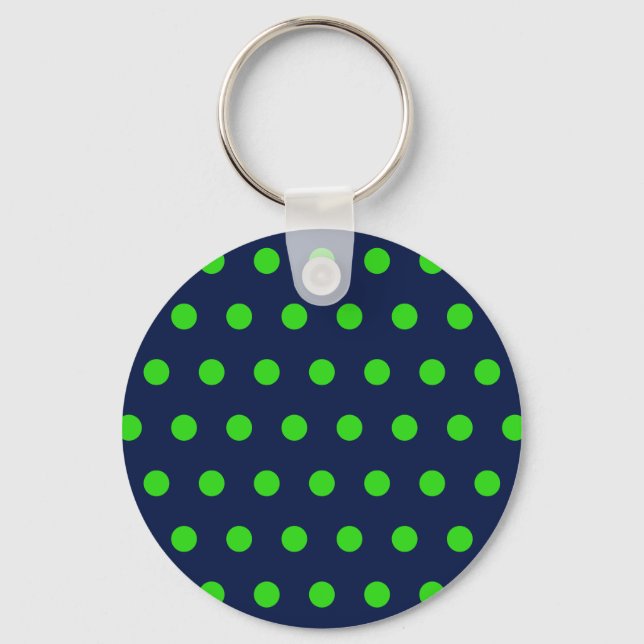 Polka Dot Schlüsselanhänger (Navy Blue & Lime Gree (Vorderseite)