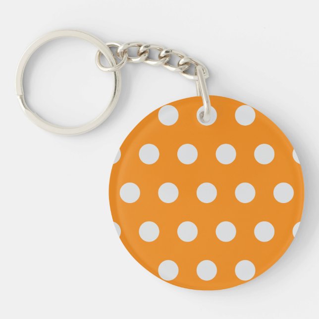 Polka Dot Schlüsselanhänger (Orange & Silver) (Vorderseite)