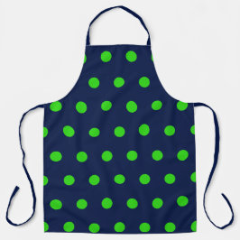 Polka Dot Schürze (Navy Blue & Lime Green)