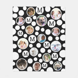 Polka Dot Schwarz-weiß Monogramm 14 Fotomaterial Fleecedecke