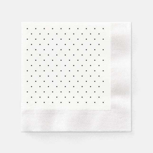 Polka Dot Schwarz-Weiß-Zoll Serviette (Vorderseite)