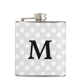 Polka Dot Silver Gray Monogram Eleganter Hip Flask Flachmann