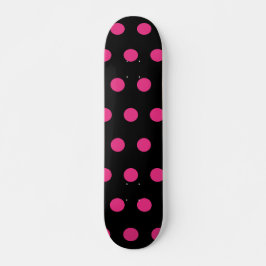 Polka Dot Skateboard (Schwarz & Neon Pink)