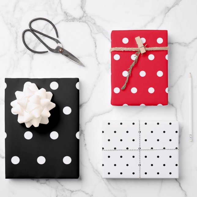 Polka Dot-Sortiment Geschenkpapier Set (Vorderseite)