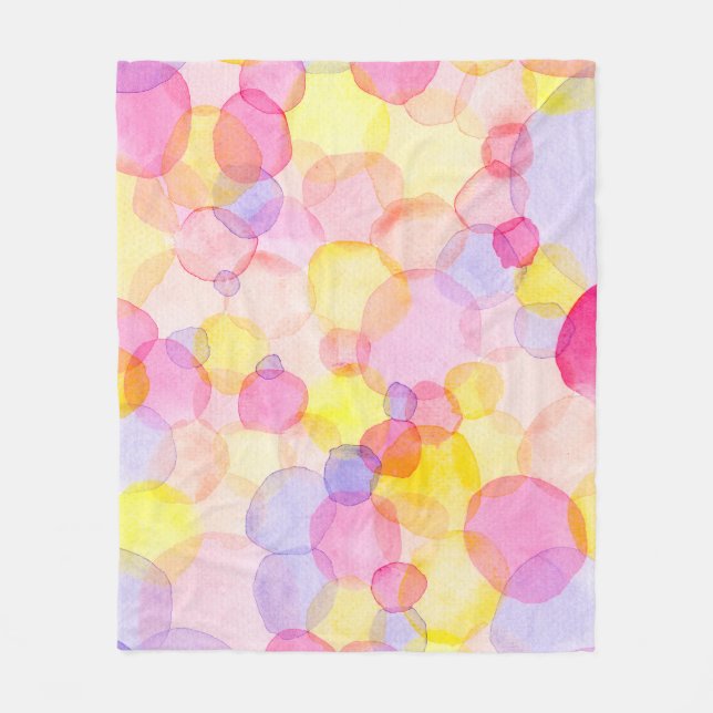 Polka Dot Splash: Farbenfrohe Wasserfarbe Fleecedecke (Vorderseite)