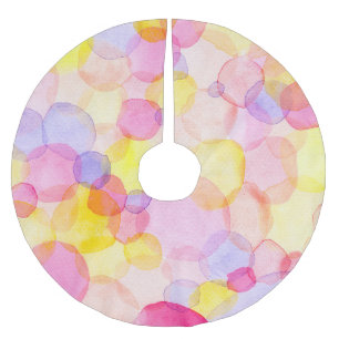Polka Dot Splash: Farbenfrohe Wasserfarbe Polyester Weihnachtsbaumdecke