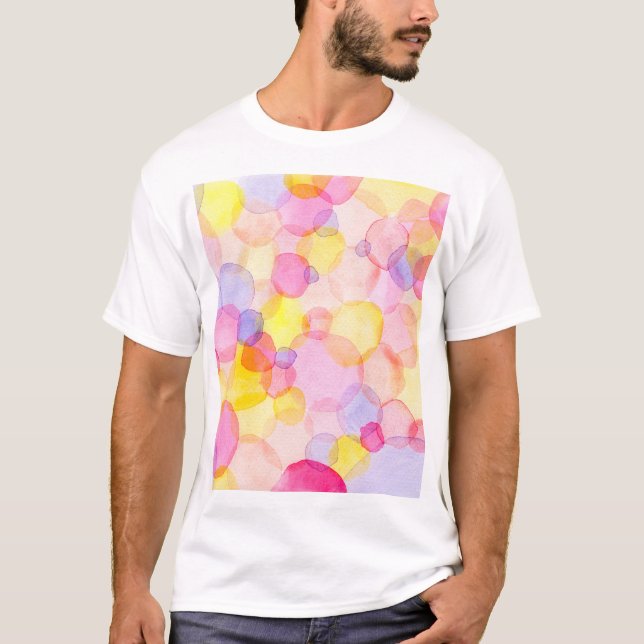 Polka Dot Splash: Farbenfrohe Wasserfarbe T-Shirt (Vorderseite)