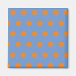 Polka Dot Square Magnet (Denim Blue & Orange)