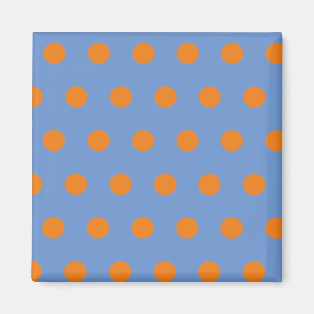 Polka Dot Square Magnet (Denim Blue & Orange) (Vorne)