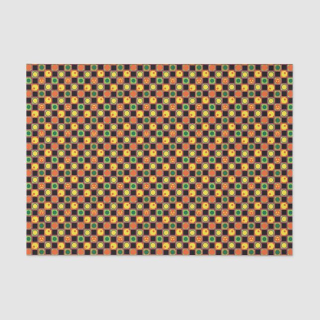 Polka Dot Squares Halloween Pumpkin Pattern Seidenpapier (Vorderseite)