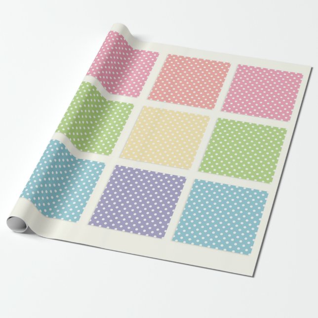 Polka Dot Squares, Pastel Geschenkpapier (Ungerollt)