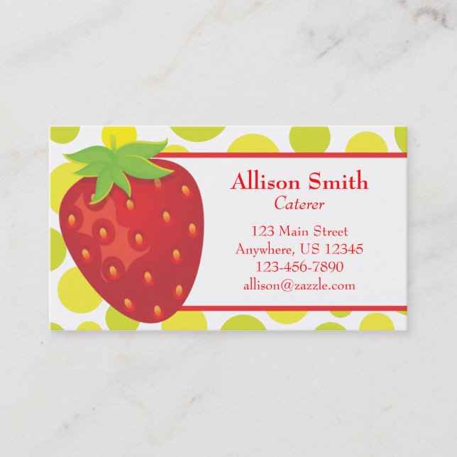 Polka Dot Strawberry Business Card Calling Card Visitenkarte (Vorderseite)