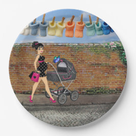 Polka-Dot Street Scene Pappteller