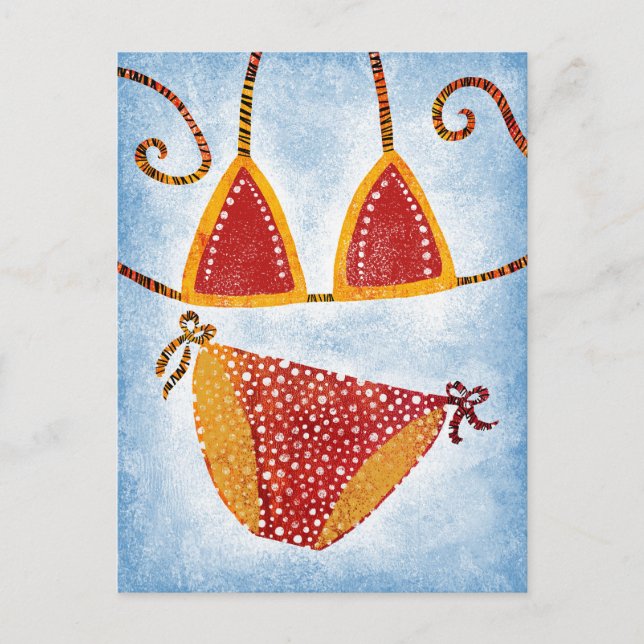 Polka Dot String Bikini Postcard Postkarte (Vorderseite)