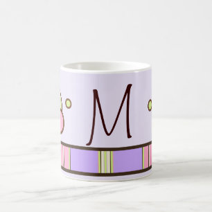 Polka Dot & Stripes Lila Monogramm-Tasse Tasse