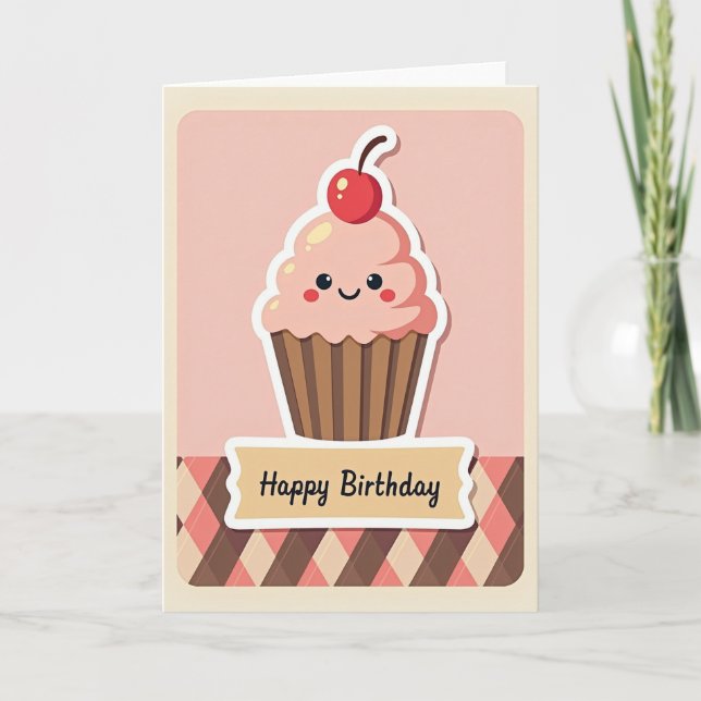 Polka Dot Süßer Cupcake-Karten Karte (Vorderseite)