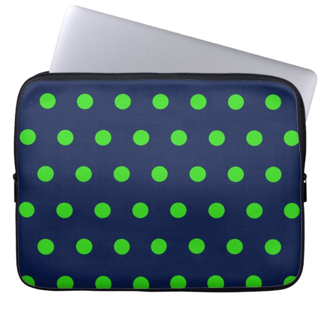 Polka Dot Tablet Case (Navy Blue & Lime Green) (Vorderseite)